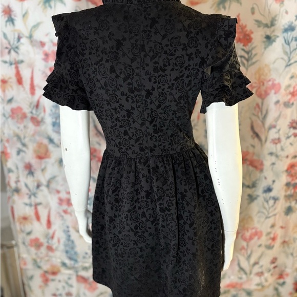 Vintage Necessary Objects Black Ruffled Puff Sleeve Mini Dress - Picture 5 of 11